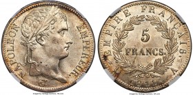 Napoleon 5 Francs 1811-A MS66 NGC, Paris mint, KM694.1. The single highest graded example of this date by NGC. Simply perfect, a lustrous gem with nea...