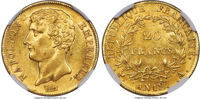 Napoleon gold 20 Francs L'An 12 (1803/1804)-A MS63 NGC, Paris mint, KM661, Gad-1...