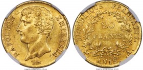 Napoleon gold 20 Francs L'An 12 (1803/1804)-A MS63 NGC, Paris mint, KM661, Gad-1021. Emperor type. Well-struck and preserving a distinct brilliance th...