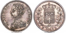 Henri V Pretender silver Specimen Essai 5 Francs 1832 SP63 PCGS, Maz-906a. An elusive one-year type of Henri, Count of Chambord, as Henri V of France,...