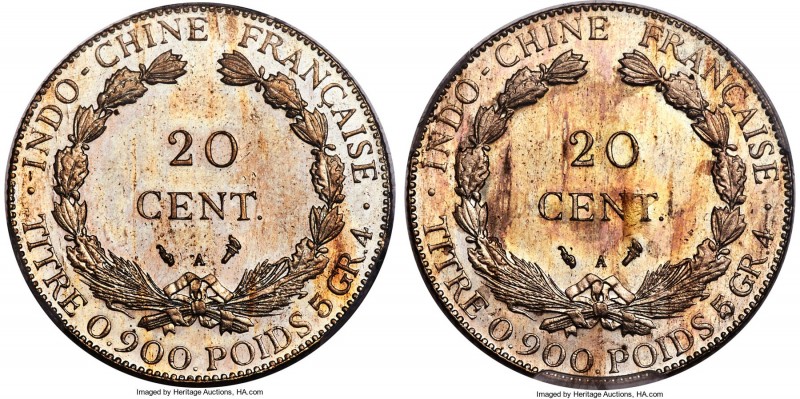 French Colony Specimen Reverse Mule 20 Cents ND (1896-1930) SP66 PCGS, Paris min...