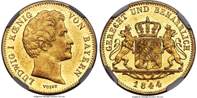 Bavaria. Ludwig I gold Ducat 1844 MS60 NGC, KM808, Fr-271. A charming Mint State...