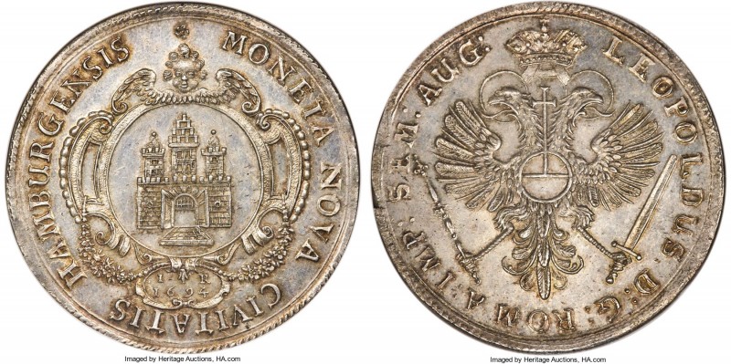 Hamburg. Free City Taler 1694-IR MS63 NGC, KM315, Dav-5374. Truly fabulous for t...