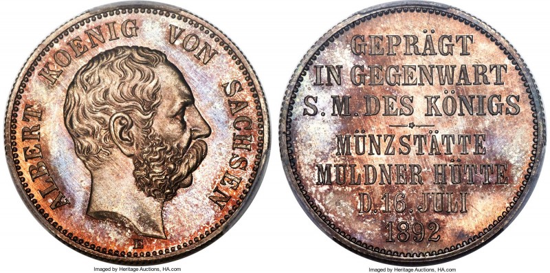 Saxony. Albert Proof "Muldner Hütte Mint Visit" 2 Mark 1892-E PR65 PCGS, Muldenh...