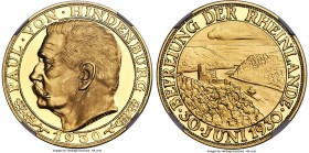 Weimar Republic gold Proof "Clearing of the Rhineland" Medal 1930 PR68+ Ultra Cameo NGC, Schlumberger-97. 36mm. 22.85gm. By Bernhart. A scarce commemo...