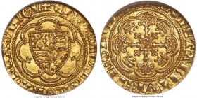 Edward III (1327-1377) gold 1/4 Noble ND (1361-1369) MS65 NGC, London mint, Cross Potent mm, Treaty Period, S-1511, N-1224. Definitively struck so as ...