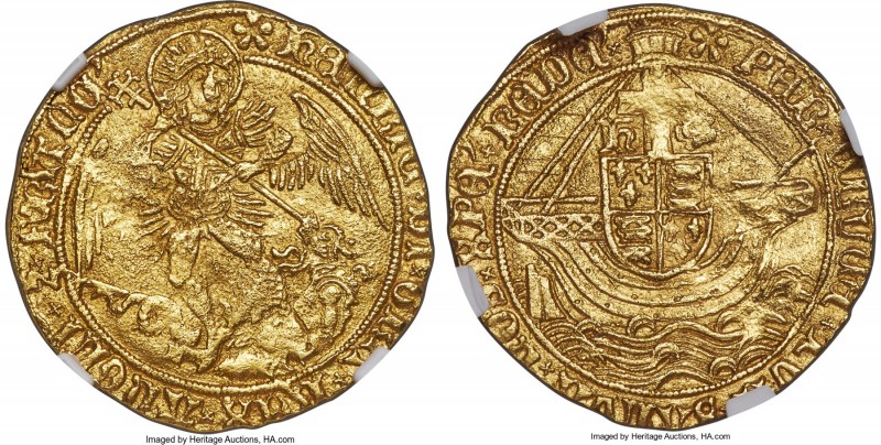 Henry VII (1485-1509) gold Angel ND (1495-1498) UNC Details (Reverse Scratched) ...