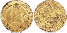 Charles I gold Unite ND (1636-1638) AU55 PCGS, Tower mint, Tun mm, S-2692, N-2153. 9.07gm. A sound example which notably displays exceedingly little o...