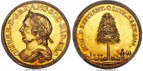 Oliver Cromwell gold Specimen "Death" Medal 1658 SP61 PCGS, Eimer-201. 28mm. Edge milled. Very rare, an original striking of this Commonwealth gold me...