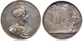 Charles II silver Specimen "Naval Victory Against Holland" Medal ND (1665) AU55 PCGS, Eimer-230, MI-I-503/139. 62mm. Edge plain. By J. Roettier. Struc...