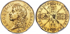 James II gold "Elephant & Castle" Guinea 1685 UNC Details (Obverse Tooled, Cleaned) NGC, KM453.2, S-3401. Extremely rare and extremely desirable in an...