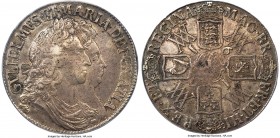 William & Mary Crown 1691 AU50 PCGS, KM478, S-3433, ESC-821. TERTIO edge, I/E in GVLIELMVS. Weakly struck and lightly rubbed to centers; however, its ...