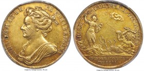 Anne gold "Coronation" Medal 1702 AU53 PCGS, Eimer-390, MI-228/4. 36.5mm. 18.62gm. By J. Croker. Rich original surfaces with delightful deep-red cabin...