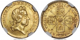 George I gold 1/4 Guinea 1718 MS65 NGC, KM555, S-3638. Almost the highest grade level for the type, with just one MS65+ its superior. Quarter Guineas ...