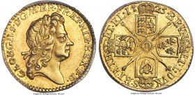 George I gold 1/2 Guinea 1725 MS64 PCGS, KM560, S-3637. Sharp and well-defined, a charming Half Guinea with engaging luster and hints of reddish tone....