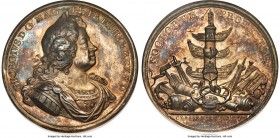 George I silver "Cape Passaro - Naval Action" Medal 1718 MS63 NGC, MI-439/42, Eimer-481. 42.5mm. By J. Croker. Far finer than the grade would suggest,...