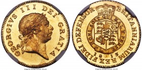 George III gold 1/2 Guinea 1813 MS65 NGC, KM651, S-3737. It is impossible to envision a finer example of this final-year Guinea. As Prooflike as can b...
