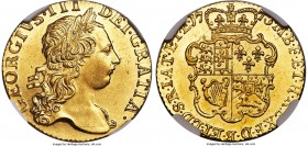 George III gold Guinea 1773 MS62 NGC, KM600, S-3727. A remarkable example of this rose-Guinea type with gleaming semi-prooflike luster in the fields a...