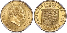 George III gold 1/2 Sovereign 1817 MS64 NGC, KM673, S-3786. George III Sovereigns and 1/2 Sovereigns, as new, novel and more easy to spend (the Sovere...