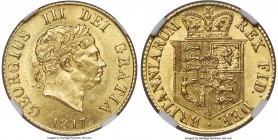 George III gold 1/2 Sovereign 1817 MS64 NGC, KM673, S-3786. Aglow with satiny luster, a near-gem of vivid lemon-gold color. 

HID09801242017