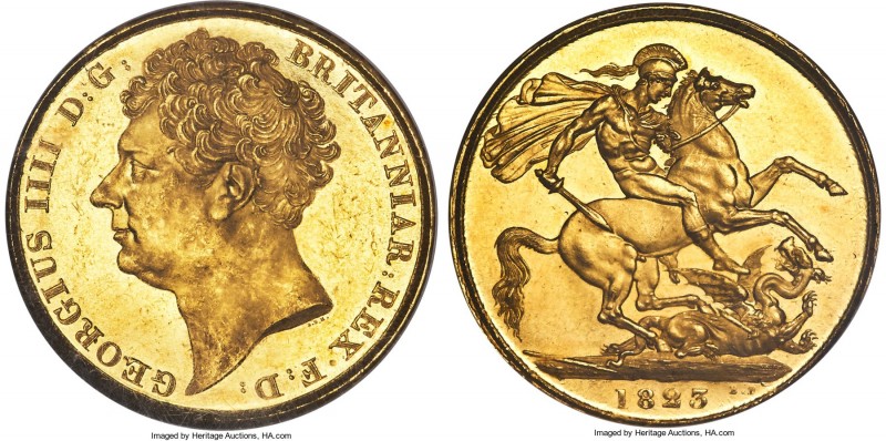 George IV gold 2 Pounds 1823 MS62 NGC, KM690, S-3798. Highly popular as a one-ye...