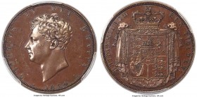 George IV bronzed copper Proof Pattern 2 Pounds 1824 PR63 PCGS, cf. W&R-221. Edge plain. An extremely rare off-metal pattern, its surfaces immensely g...