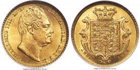 William IV gold 1/2 Sovereign 1834 MS65 NGC, KM720, S-3830. Small flan variety. The only year in which this small-size Half Sovereign was struck, the ...