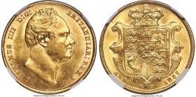 William IV gold Sovereign 1837 MS63 NGC, KM717, S-3829B. An opulently lustrous example of this earlier Sovereign type displaying glowing fields and ex...