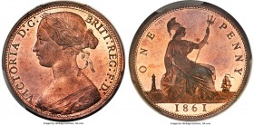 Victoria Proof Penny 1861 PR66 Red and Brown PCGS, S-3954, Peck-1640. Almost completely a blazing red in color, only the lightest hints of chestnut br...