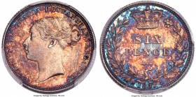 Victoria Proof "Young Head" 6 Pence 1887 PR65 Cameo PCGS, KM757, S-3912, ESC-1751. A Proof of Record struck in the year of Victoria's portrait change ...