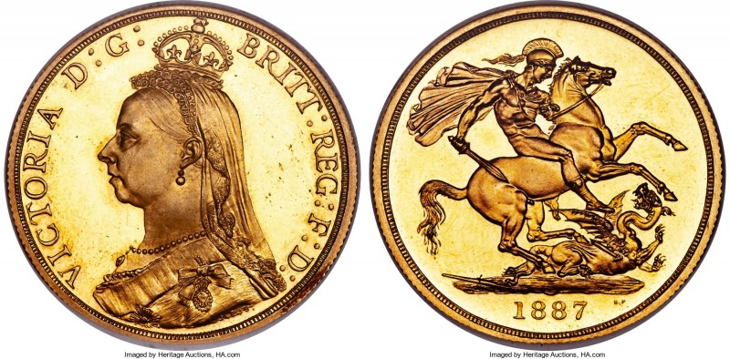 Victoria gold Proof 2 Pounds 1887 PR64 NGC, KM768, S-3865, W&R-290. Of supreme e...