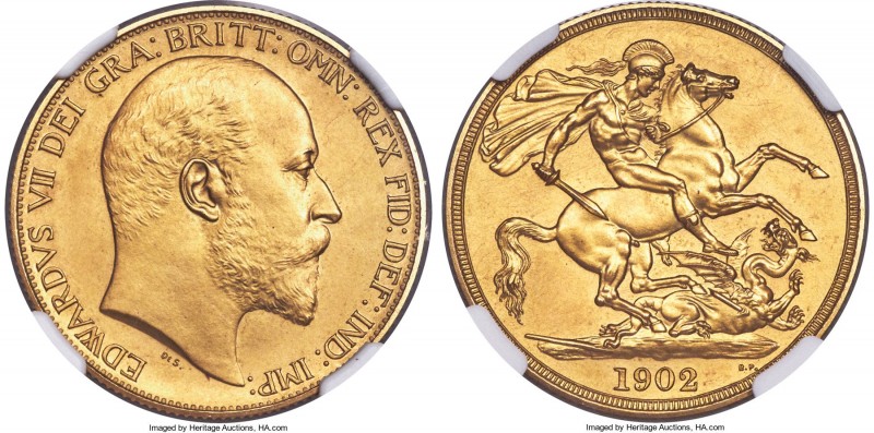 Edward VII gold Matte Proof 2 Pounds 1902 PR65 NGC, KM806, S-3968. After examini...