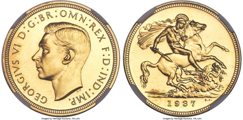 George VI gold Proof Sovereign 1937 PR63 NGC, KM859, S-4076. Besides some minor ...