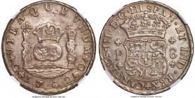 Charles III 8 Reales 1762 G-P AU58 NGC, Guatemala City mint, KM27.1. Struck with somewhat rounded features, as tends to be the case for the Guatemalan...