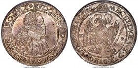 Rudolph II Taler 1591-KB MS64 NGC, Kremnitz mint, Dav-8066. Much beyond the quality usually seen for the type, with clear detailing over satiny surfac...