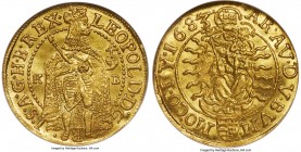 Leopold I gold Ducat 1683-KB MS64 NGC, Kremnitz mint, KM151, Fr-128. Struck on a yellow-gold planchet, shimmering luster enhancing the presentation th...