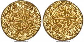 Mughal Empire. Shah Jahan gold Mohur AH 1064 Year 28 (1653/4) MS67 NGC, Akbarabad mint, KM258.2, Hull-1557. Practically pristine and hardly imaginable...