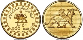 Muhammad Reza Pahlavi 4-Piece Uncertified gold Proof Set SH 1350 (1971), 1) "Griffin" 500 Rials, KM1189 2) "Gori & Zucchi" 750 Rials, KM1190 3) "Pilla...