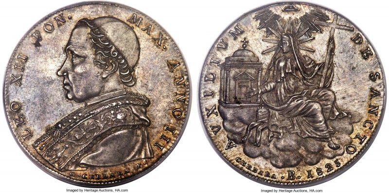 Papal States. Leo XII Scudo Anno III (1825)-B MS65 PCGS, Bologna mint, KM1297.1,...