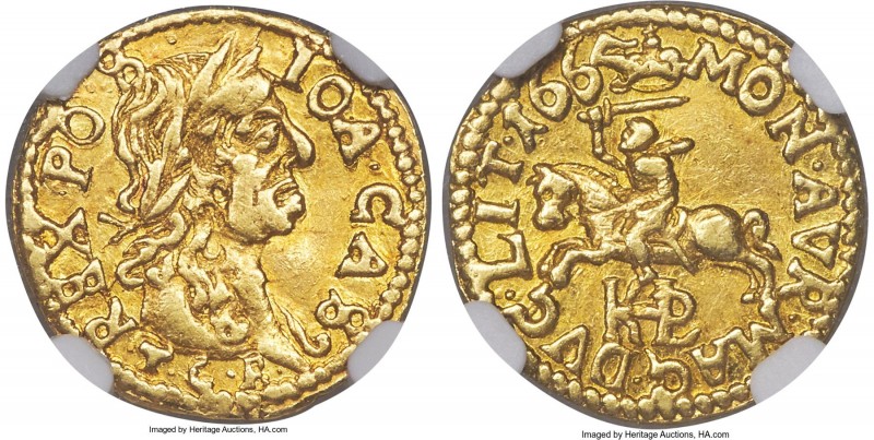 Johann Casimir gold 1/2 Ducat 1665-TLB/HKPL AU53 NGC, Vilnius mint, KM54.1, Fr-1...