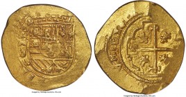 Philip V gold Cob 8 Escudos ND (1701-1713) MXo-J MS61 NGC, Mexico City mint, KM57.1. As is so often seen for this series, the irregularity of the flan...