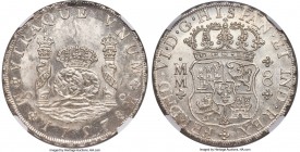 Ferdinand VI 8 Reales 1757 Mo-MM MS63 NGC, Mexico City mint, KM104.2. A premium Select Mint State example of the date, with surfaces that remain essen...