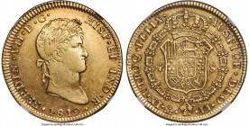 Ferdinand VII gold 4 Escudos 1819 Mo-JJ AU50 NGC, Mexico City mint, KM146. Some even wear throughout, as well as being lightly struck as usual, but su...