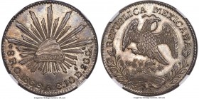 Republic 8 Reales 1869 O-AE MS65 NGC, Oaxaca mint, KM-377.11, DP-Oa17. Ornate "69" in date. A superb example of this very scarce date, with near-flawl...