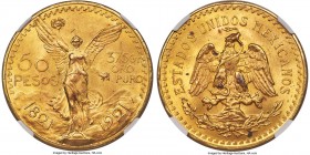 Estados Unidos gold 50 Pesos 1921 MS64 NGC, Mexico City mint, KM481. Satiny and lustrous, a few spots of charcoal tone noted on the reverse. 

HID09...
