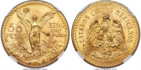 Estados Unidos gold 50 Pesos 1925 MS65 NGC, Mexico City mint, KM481. A satisfying gem representative with rose-gold color and considerable mint luster...