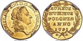 Stanislaus Augustus gold Ducat 1791-EB UNC Details (Obverse Cleaned) NGC, KM196, Fr-104. Despite its cleaned certification, the obverse remains lustro...