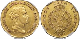 Stanislaus Augustus gold 3 Ducat 1794 AU Details (Cleaned) NGC, KM218, Fr-98. A scarce type rarely encountered on auction. Well-struck with maroon acc...