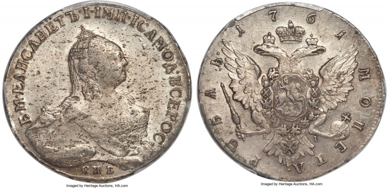 Elizabeth Rouble 1761 СПБ-ЯІ MS61 PCGS, St. Petersburg mint, KM-C19C.4, Bit-292 ...