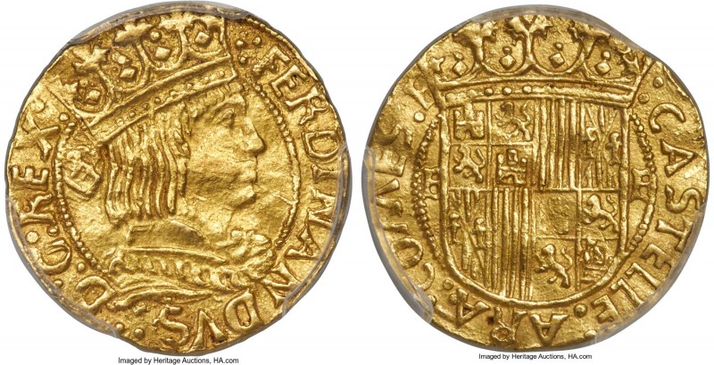 Ferdinand II (1479-1516) gold Ducat ND (c. 1493?) MS62 PCGS, Barcelona mint (in ...